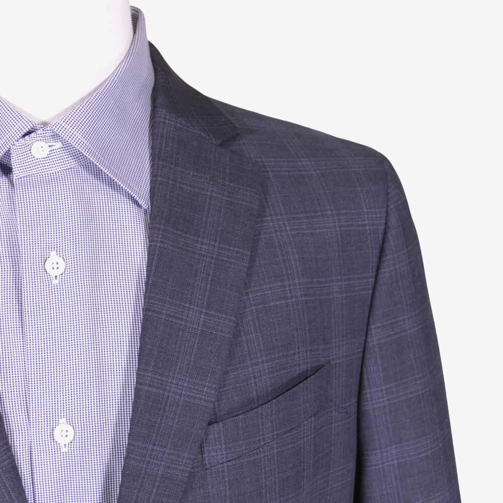 Banana Republic Sport Coat Blazer Mens 42R Tailored Fit Blue Plaid Two Button